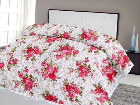 Lali Prints Pink Floral with Leaves quilt A.C Blanket Double Bed Size Dohar