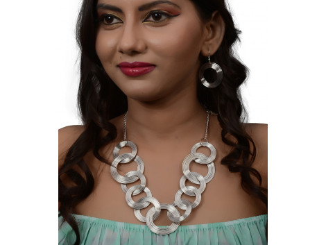 Trinetra Rhodium Plated Alloy Necklace Set