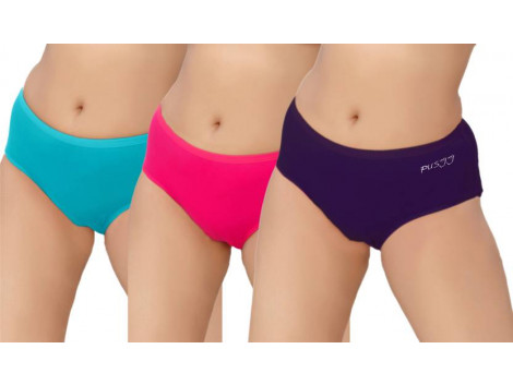 Pusyy Bigydiky-Combo-Nmb Women's Hipster Multicolor Panty  (Pack of 3)