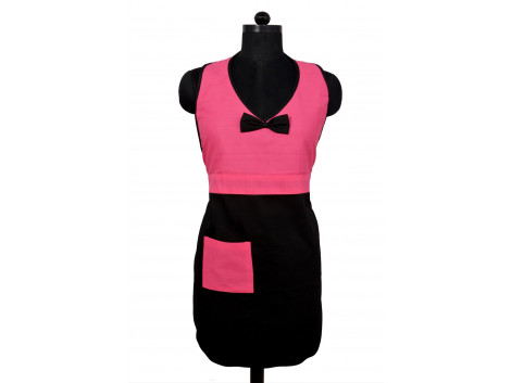 New Style Switchon Cotton pink and Black Apron with pocket