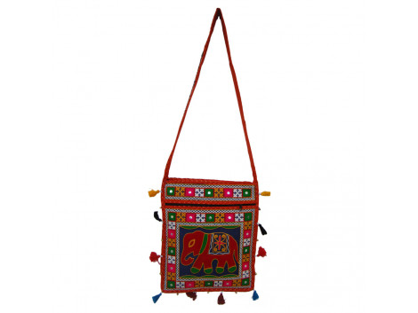 The Living Craft RAJASTHANI WOMEN's SLING BAG with AARI EMBROIDERY Mutlicolor TLCBG0242