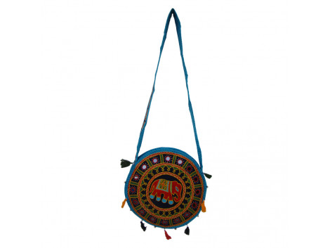 The Living Craft ETHNIC ROUND SHAPED WOMEN's SLINGBAG with AARI Work Multicolor TLCBG0248