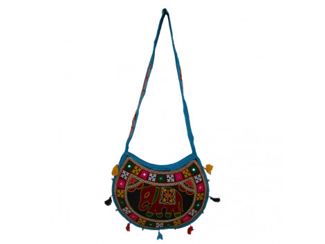 The Living Craft ETHNIC MOON SHAPED WOMEN's SLINGBAG with AARI WORK Multicolor TLCBG0253