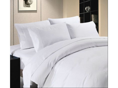 Egyptian Cotton Beddings Solid Bed Sheet With Pillow Covers - White