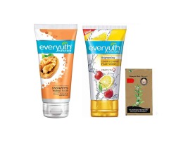 Everyuth Walnut Scrub, 50gm and Lemon & Cherry, Oil Clear Face Wash, 50gm, Combo Pack