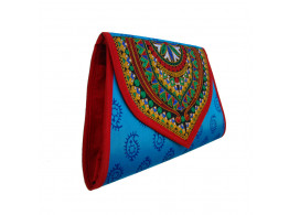 The Living Craft Printed Satin Clutch with embroidery
