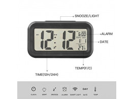 Nightlights Temperature Battery Operated Optically Controlled Liquid Crystal Alarm Clock (White)