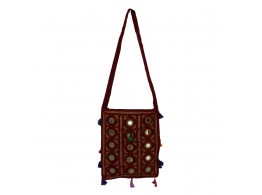 The Living Craft ETHNIC WOMEN's SLING BAG with KUTCH EMBROIDERY & MIRROR WORK Maroon TLCBG0229