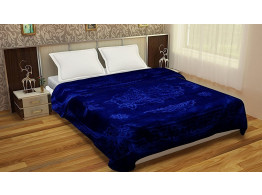 JaipurCrafts Solid Color Ultra Silky Soft Heavy Duty Quality Indian Mink Blanket 6.6 lbs Double Blue
