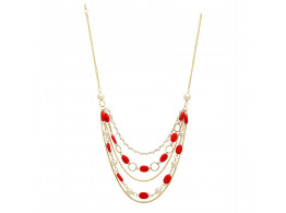 Archiecs Creations Alloy Artificial Stone & pearl Stud Red Chain Neckpiece for Women