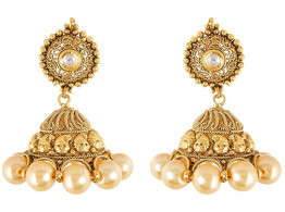 SPE Indian Ethanics Gold Metal Jhumki Earrings for Women (SPE-E-10)