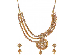 SPE Golden Color Multi-Strand Necklace Set for Women (SPE N 22)