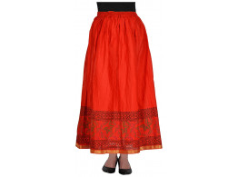 Archiecs Creations Women's Cotton Regular Fit Skirt (Red)-Free Size
