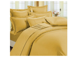 Egyptian Cotton Beddings Solid Bed Sheet With Pillow Covers - Gold