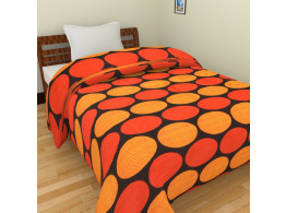 KRISHNA Polka Orange Black Dots Print Single Ac Blanket