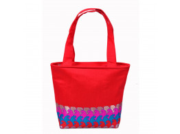 Angelfish Red Borcade or silk Fabric Handbag
