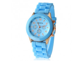 Angelfish Women's or Girl's Watch Fashion Silicone Strap Candy Color Length 25Cm Blue