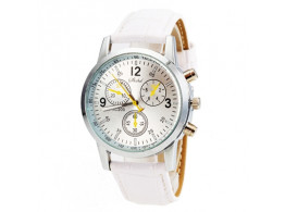 Men's & Women'S Watch Circle Cool Movement Length 25.5Cm Alloy With PU Strap Watch White