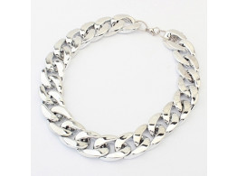 Shiny Light  Silver Chunky Aluminium Curb Chain Necklace