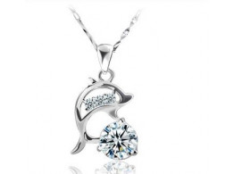 crystal rhinestone alloy white gold sterling silver pendant necklace