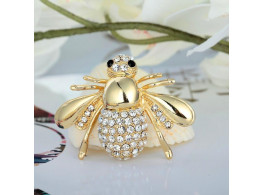 Angelfish Fashion style bee rhinestone alloy brooche pin gold plated