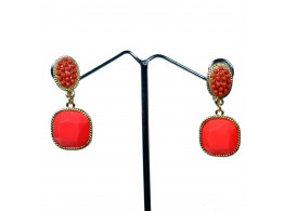 fashion designer rhinestone orange clip earrings