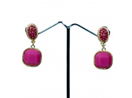 fashion designer rhinestone pink clip earrings