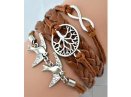 Imitated Leather Pearl Knitting Bronze Charm Bracelet Vintage Jewelry