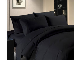 Egyptian Cotton Beddings Solid Bed Sheet With Pillow Covers - Black