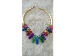 Jaipur Multi color stone hasli necklace set