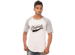 Originals Light Grey Melange-Brilliant White VAYU Collection Half Sleeve T Shirt