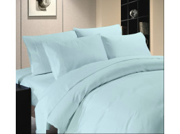 Egyptian Cotton Beddings Solid Bed Sheet With Pillow Covers - Light Blue