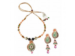 Vatika Jewellers Intricate Meenakari Pendant Set