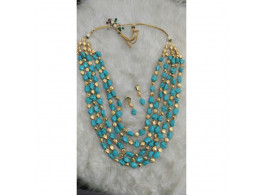 Turquoise blue beaded Necklace Set