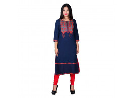 Pneha Women's 3/4 Sleeve Embroidered kurti