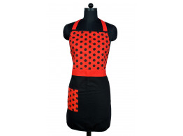 Branded Cotton Red and Black Apron with Pocket