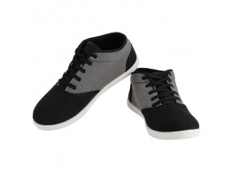 Rudose Men's Grey & Black ADDICTION Canvas Shoes