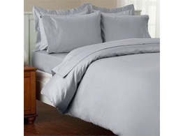 Egyptian Cotton Beddings Solid Bed Sheet With Pillow Covers - Silver Gray