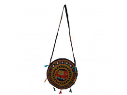 The Living Craft ETHNIC ROUND SHAPED WOMEN's SLINGBAG with AARI Work Multicolor TLCBG0247