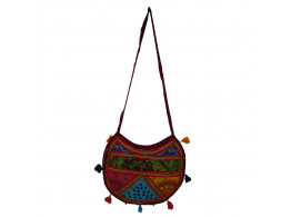 The Living Craft ETHNIC MOON SHAPED WOMEN's SLINGBAG with Mix Patchwork Multicolor TLCBG0257