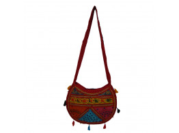 The Living Craft ETHNIC MOON SHAPED WOMEN's SLINGBAG with Mix Patchwork Multicolor TLCBG0260