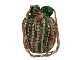 The Living Craft Chain-Stitch-Style Beaded Satin Potli