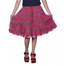 Pezzava Beautiful Cotton Printed Red S.Skirt