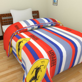 KRISHNA Stripe Ferrari Print Single Ac Blanket - Multicolour