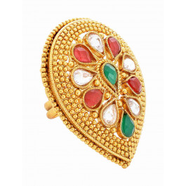SPE Indian Ethnics Golden Ring for Women - Free Size (R-23)