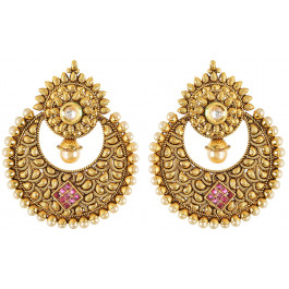 SPE Indian Ethanics Gold Metal Jhumki Earrings for Women (SPE-E-08)