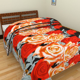 Red Brown Flower Single Bed Blankets