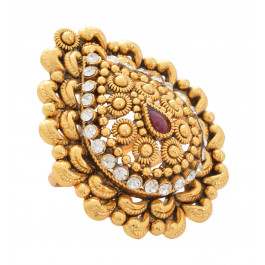SPE Indian Ethnics Golden Ring for Women - Free Size (R-07)