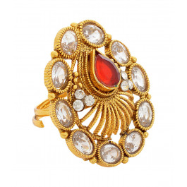 SPE Indian Ethnics Golden Ring for Women - Free Size (R-17)