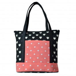 Angelfish Black & Pink Designer Shoulder Fabric Tote Bag for women